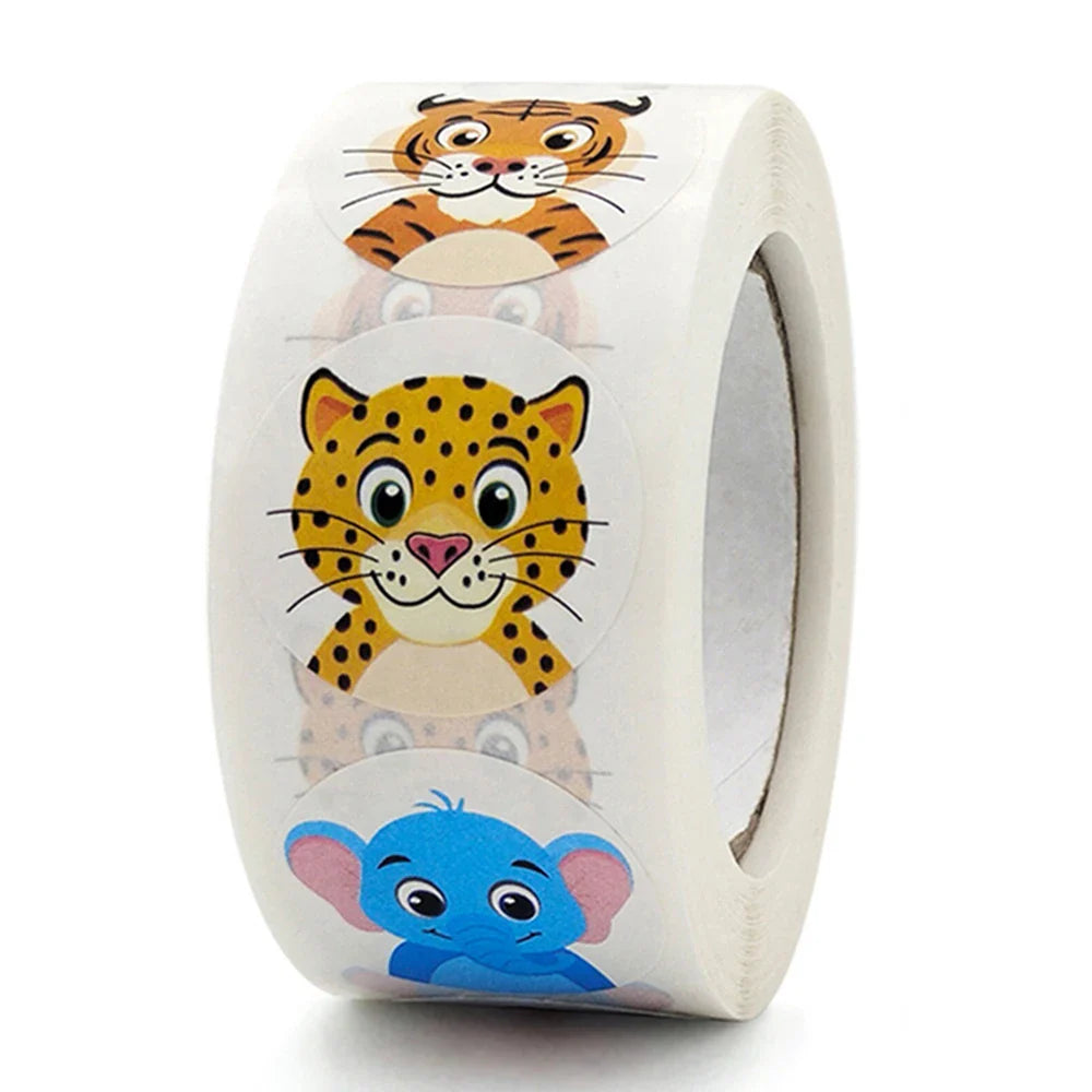 100-500pcs Cartoon Animal Reward Stickers 2.5cm/1inch DIY Decor Perfect For Learning Games Notebook Pad Fridge Gift Seal Labels (ONLINE ORDER ONLY)