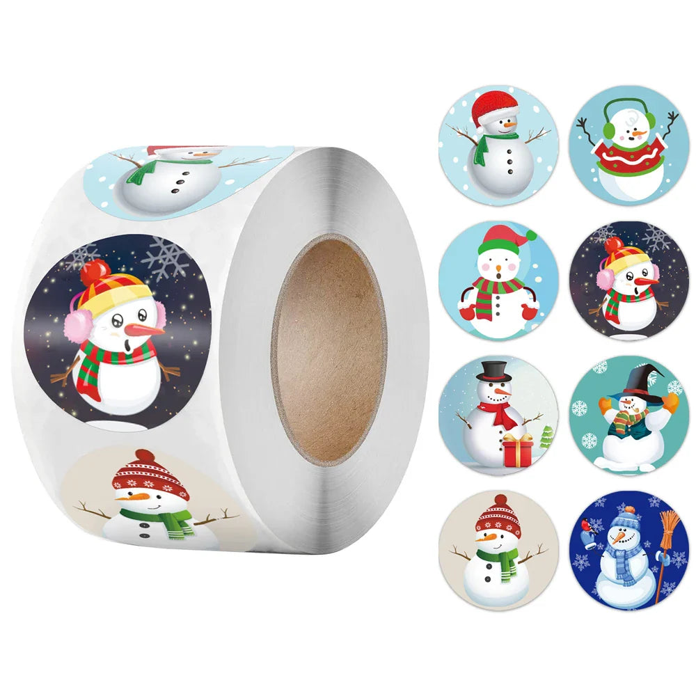 100-500pcs Christmas Stickers Roll Cartoons Gift Cards Party Package Cute Santa Label Sealing Decor Party Decorative Stickers (ONLINE ORDER ONLY)