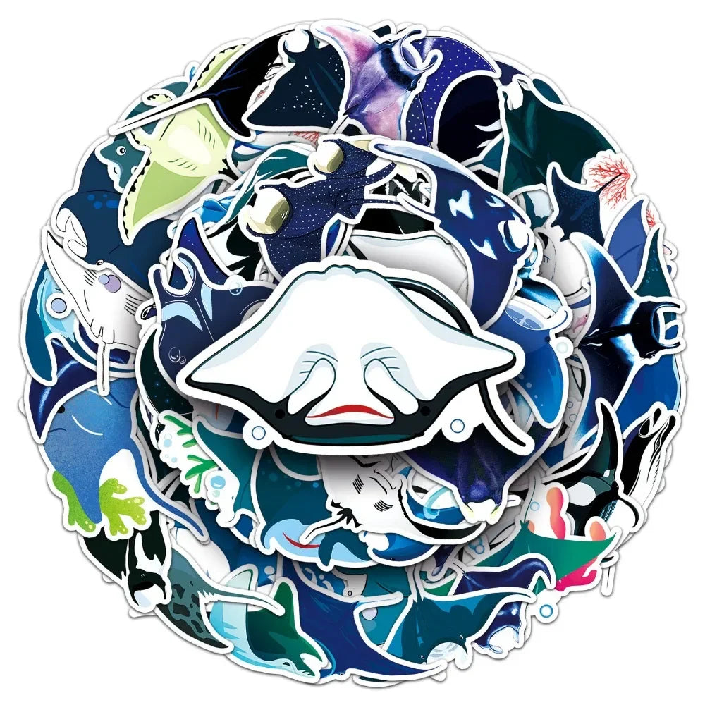 10/50Pcs Manta Rays Stickers Decal Vinyl for DIY Stationery Scrapbooking Guitar Laptop Skateboard Stickers 2024 (ONLINE ORDER ONLY)