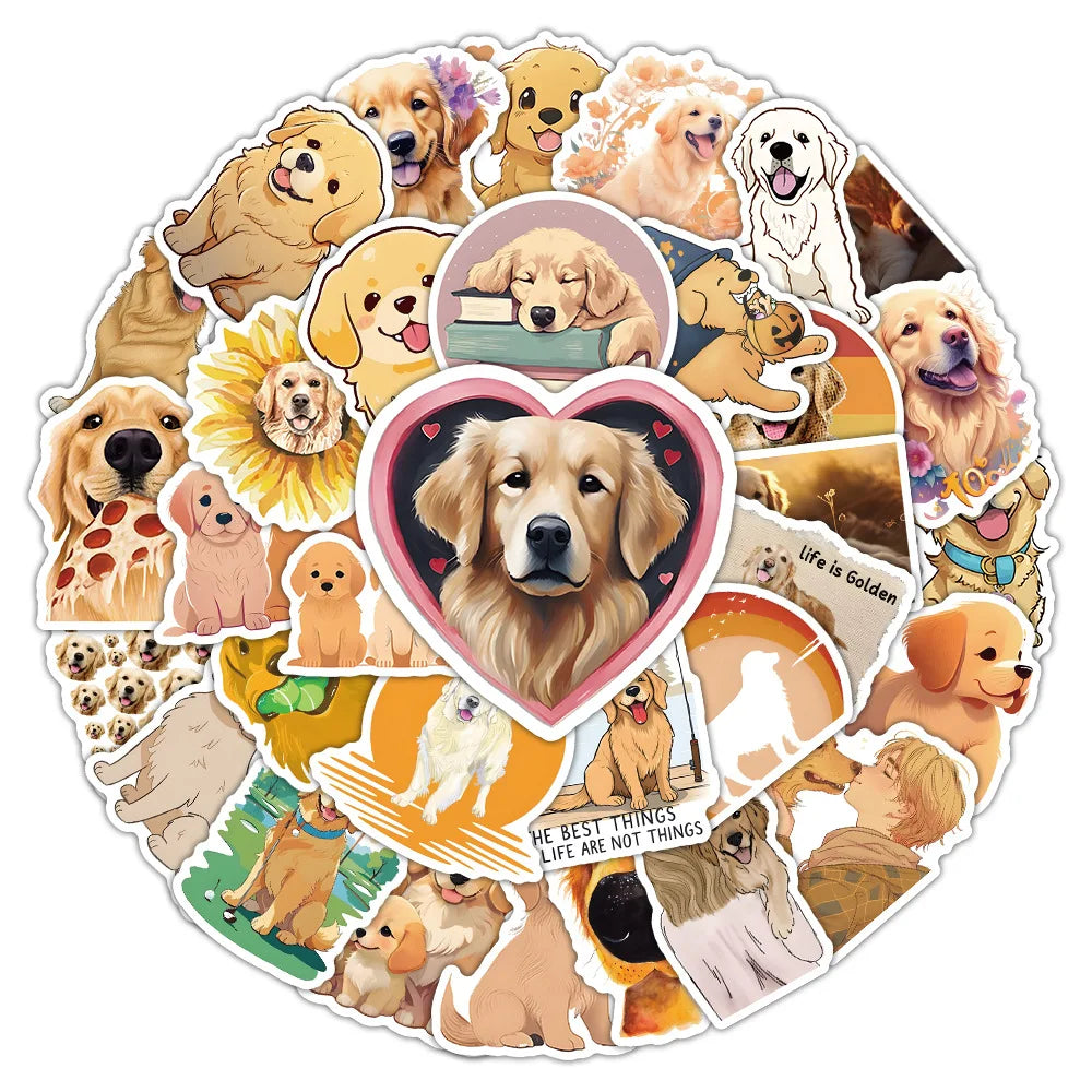 10/30/54PCS Golden Retriever Cartoon Stickers Kawaii Dog Sticker Cute Animal Toy Luggage Laptop Guitar Bike Decoration Decals (ONLINE ORDER ONLY)