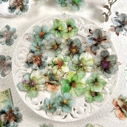 20pcs/pack Hot stamping flower stickers PET Materials Collage Junk Journal DIY Scrapbooking Supplies Aesthetics Decor Sticker (Online Order Only)