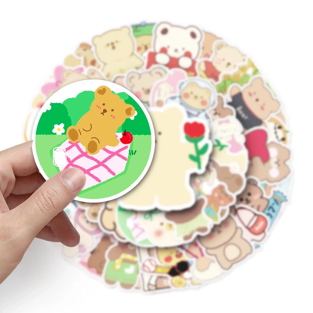 50Pcs Cute Teddy Bear Cartoon Waterproof Vinyl Stickers (ONLINE ORDER ONLY)