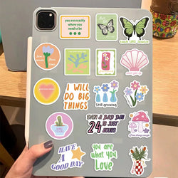 10/30/50PCS Inspiring Pink Green Children's PVC Sticker Aesthetic Decoration Scrapbooking Stationery School Supplies for Kids (ONLINE ORDER ONLY)