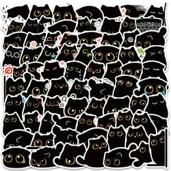 40/80PCS Kawaii Black Cat Stickers for Luggage, Laptop, Motorcycle, Scrapbook, Decals (Online Order Only)