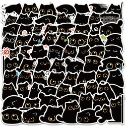 40/80PCS Kawaii Black Cat Stickers for Luggage, Laptop, Motorcycle, Scrapbook, Decals (Online Order Only)