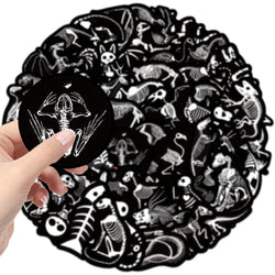56pcs Animal Skeleton Cool Stickers for Laptop Scrapbook Waterproof Cartoon Graffiti Decals Dark Sticker Toys Decor (Online Order Only)