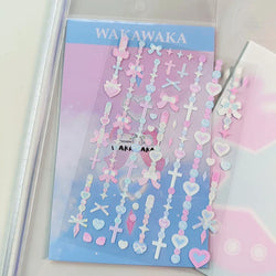 1Pc Korean Ins Butterfly Pearl Chain Sticker Cute Cat Ear Album Decorative Stickers Journal Scrapbooking Kpop Stationery Sticker (Online Order Only)