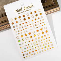 1 Sheet Star Nail Art Stickers 3d Self Adhesive Nail Decals Black White Golden Silver Color Star Design Nail Supplies Accessory (ONLINE ORDER ONLY)