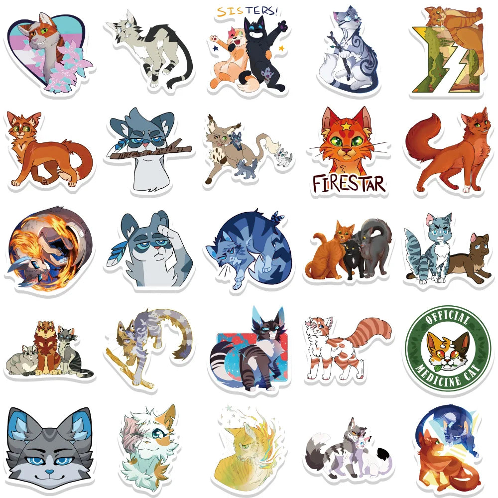 10/52pcs Cartoon Warriors Cats Stickers For Car Laptop Waterproof Decal Graffiti Sticker for Kids Toys Gifts 2023 (ONLINE ORDER ONLY)