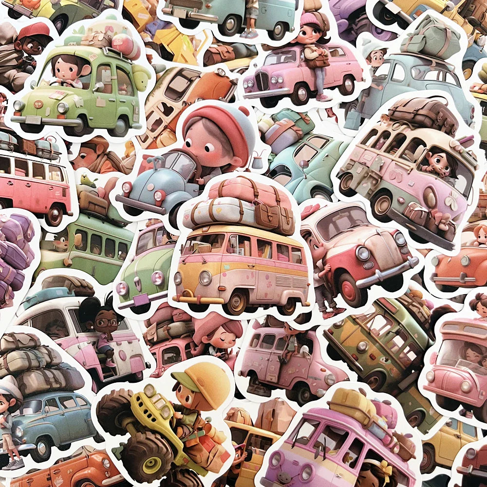 Cartoon Girl Stickers Pack - Aesthetic Laptop & Suitcase Decor (Online Order Only)