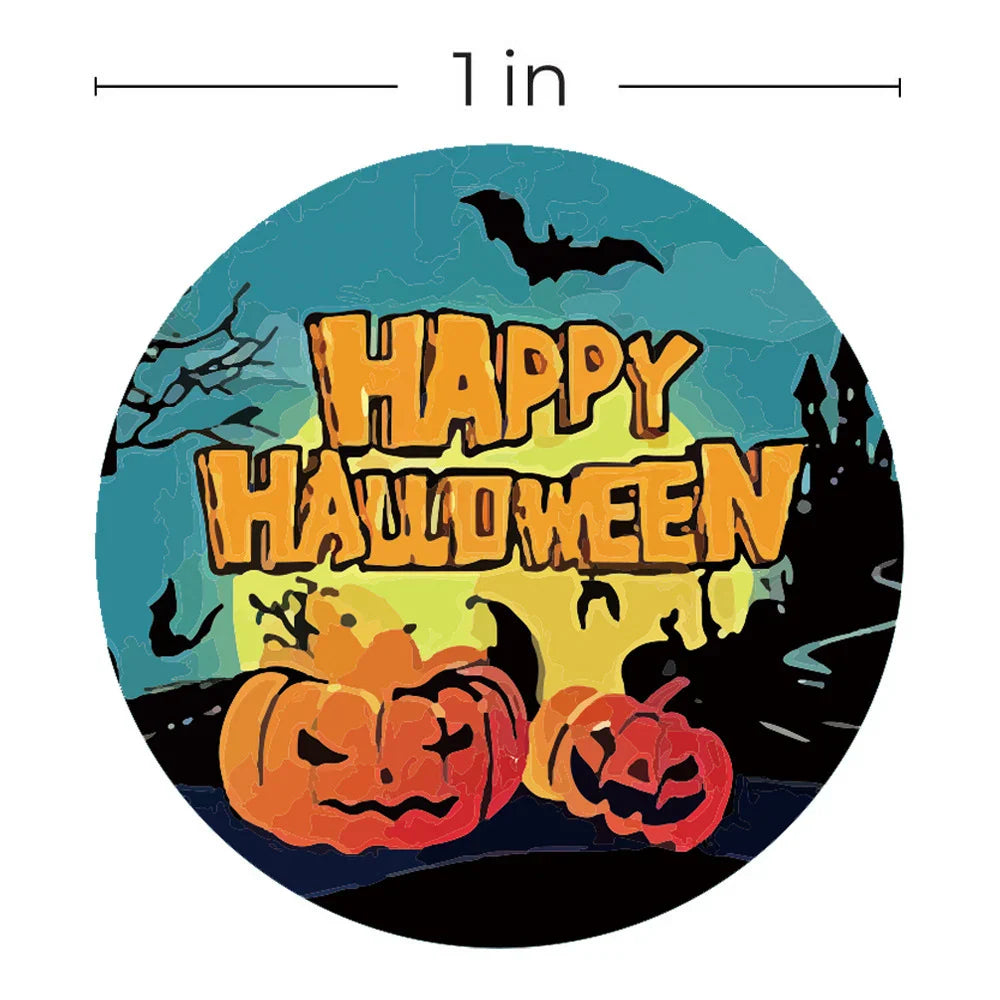 100-500pcs Halloween Pumpkin Bat Sealing Sticker 1inch Happy Halloween Sticker For Kids Party Baking Accessories Tools DIY (Online Order Only)