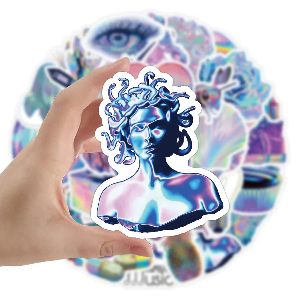 10/30/53pcs VSCO Holographic Laser Cartoon Waterproof Stickers Decoration Stationery Laptop Phone Suitcase Scrapbook Sticker Toy (ONLINE ORDER ONLY)