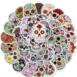 50pcs Mexican Calaver Sugar Skull Graffiti Sticker DIY Skateboard Laptop Luggage Decals Car Styling Anime Kids Toy Sticker (Online Order Only)