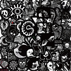 Gothic Horror Stickers: Black & White Graffiti Decals for Phone, Motorcycle, Suitcase, Notebook (Online Order Only)