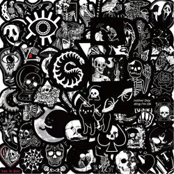 Gothic Horror Stickers: Black & White Graffiti Decals for Phone, Motorcycle, Suitcase, Notebook (Online Order Only)
