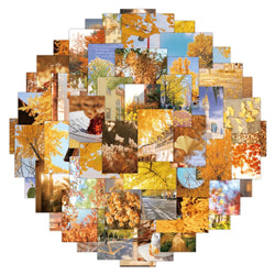 Autumn Leaves Stickers Set - Aesthetic Yellow Decals for DIY Scrapbook, Phone, Laptop, Kids Toys (Online Order Only)