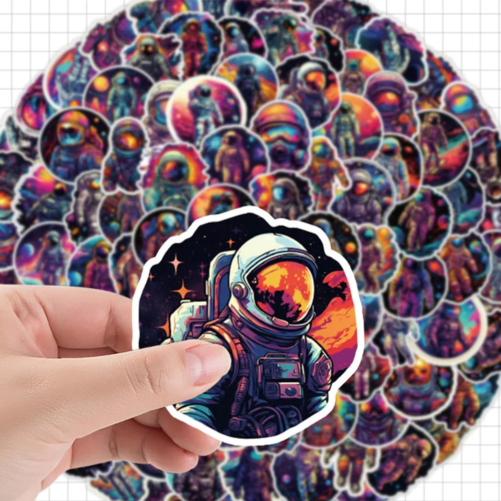 10/30/50/100pcs Cartoon Outer Space Astronaut Graffiti Stickers Decals Kid Toy Laptop Notebook Phone Suitcase Decoration Sticker (Online Order Only)