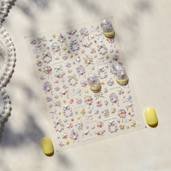 Colourful Field Bouquet Flower Spring Field Violet Daisy Bowknot Butterfly 5D Relief Adhesive Nail Art Stickers Manicure Decals (ONLINE ORDER ONLY)