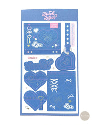 Korean Ins Creative Denim Pattern Stickers Scrapbooking Idol Album Decoration Sticker Aesthetic Personalized Kawaii Stationery (ONLINE ORDER ONLY)