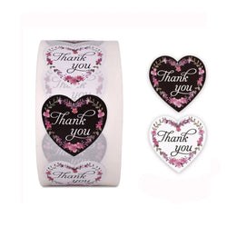 500pcs/roll Heart Stickers Thank You Stickers For Business Merci Packaging Stickers Rolling Love For Packaging Decoration (ONLINE ORDER ONLY)
