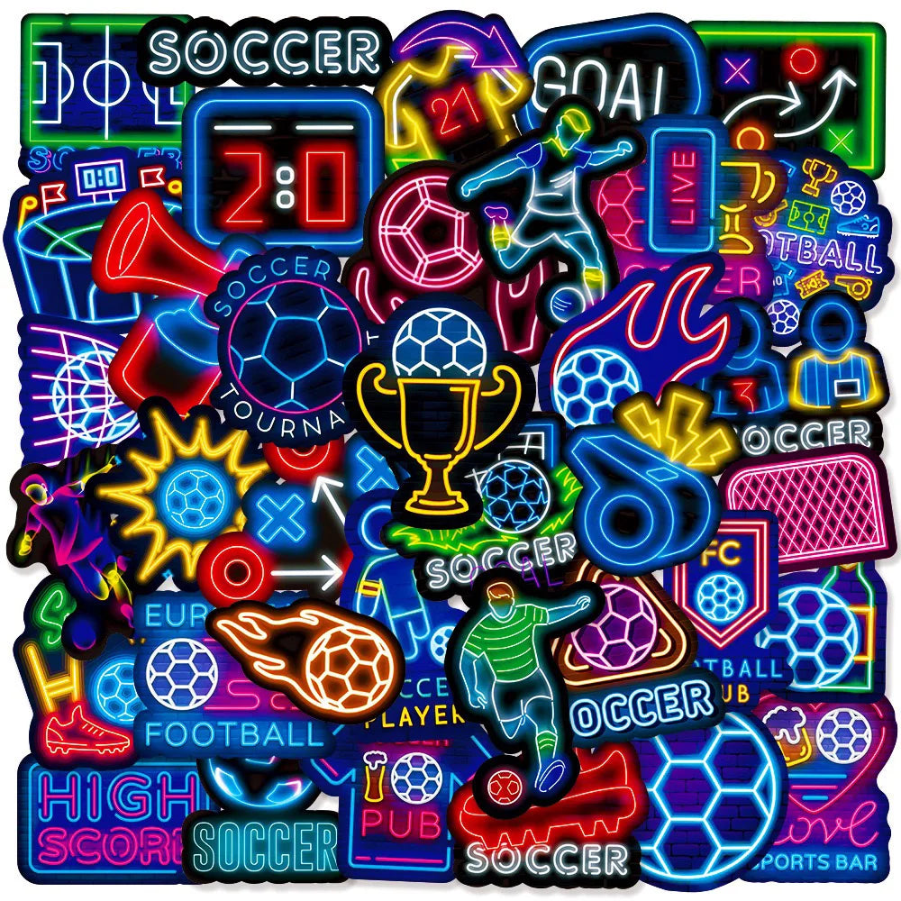Neon Football Soccer Stickers for Laptop Luggage Skateboard Kids Toy (Online Order Only)