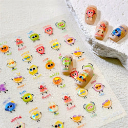 Interesting Joyful Fruits Apple Strawberry Orange Watermelon Grape Lemon Pear Vitamins Colored Nail Art Stickers Manicure Decals (ONLINE ORDER ONLY)