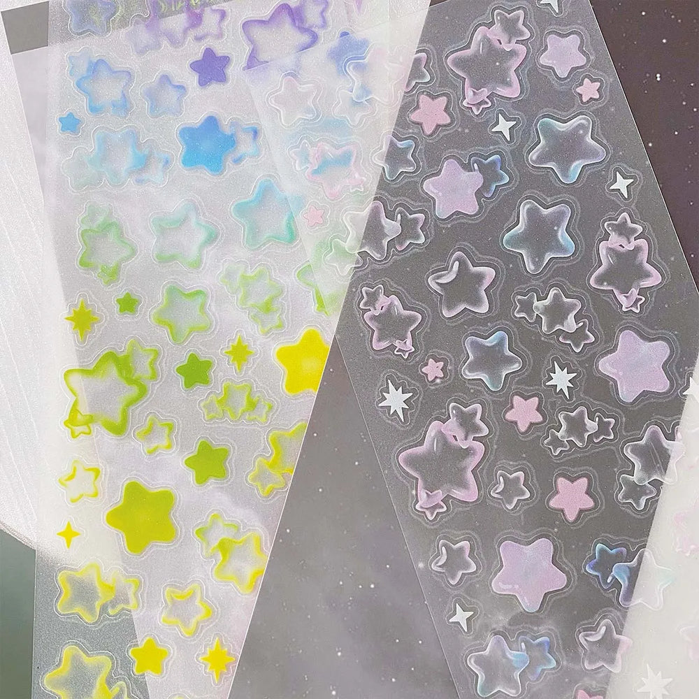Stars Decal Stickers Scrapbooking Stationery Hearts Stickers PET Bubble Deco Sticker DIY Journal Planner (ONLINE ORDER ONLY)