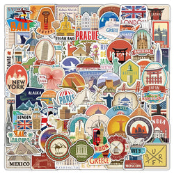 10/30/50/100PCS World Famous Building Stickers Aesthetic Travel Landmark Decal Graffiti DIY Phone Suitcase Luggage Wall Sticker (ONLINE ORDER ONLY)