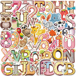 50pcs Cute Funny Alphanumeric Cartoon Stickers DIY For Scrapbooking Guitar Snowboard Motorcycle Luggage Toy Sticker Decals (ONLINE ORDER ONLY)