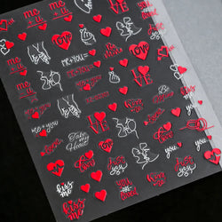 12 Sheets Valentines Nail Stickers Red Heart Nail Art Sticker Decal Solid Hollow Heart 3D Self-Adhesive Design Nail Art Supplies (ONLINE ORDER ONLY)