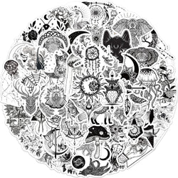 50PCS Black And White Gothic Sticker Art Vintage Classic Suitcase Scrapbook Helmet Laptop Waterproof Gift Cool Toys Decal (ONLINE ORDER ONLY)