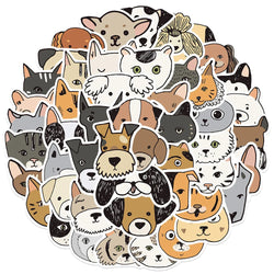 Cute Animal Cartoon Stickers: Cat Dog Decals for Bike, Luggage, Laptop, Guitar - Waterproof, Graffiti, DIY (10/30/50PCS) (Online Order Only)