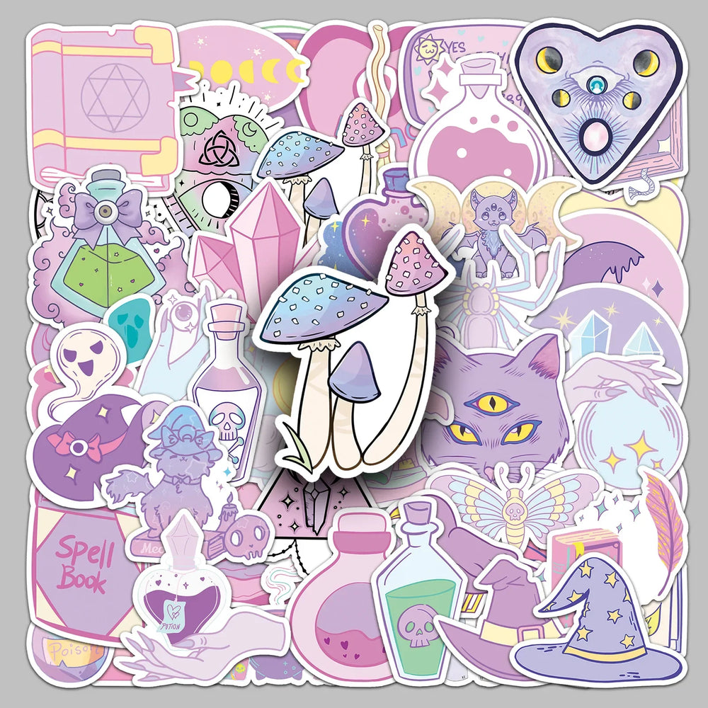 50pcs Pastel Magic Series Cute Stickers for Helmet, Wall, Desktop Decoration (Online Order Only)