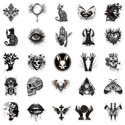 10/30/50PCS Gothic Skull Eyes Sticky PVC Sticker Aesthetic DIY Decoration Scrapbooking Hand Accounting Supplies for Kids (Online Order Only)