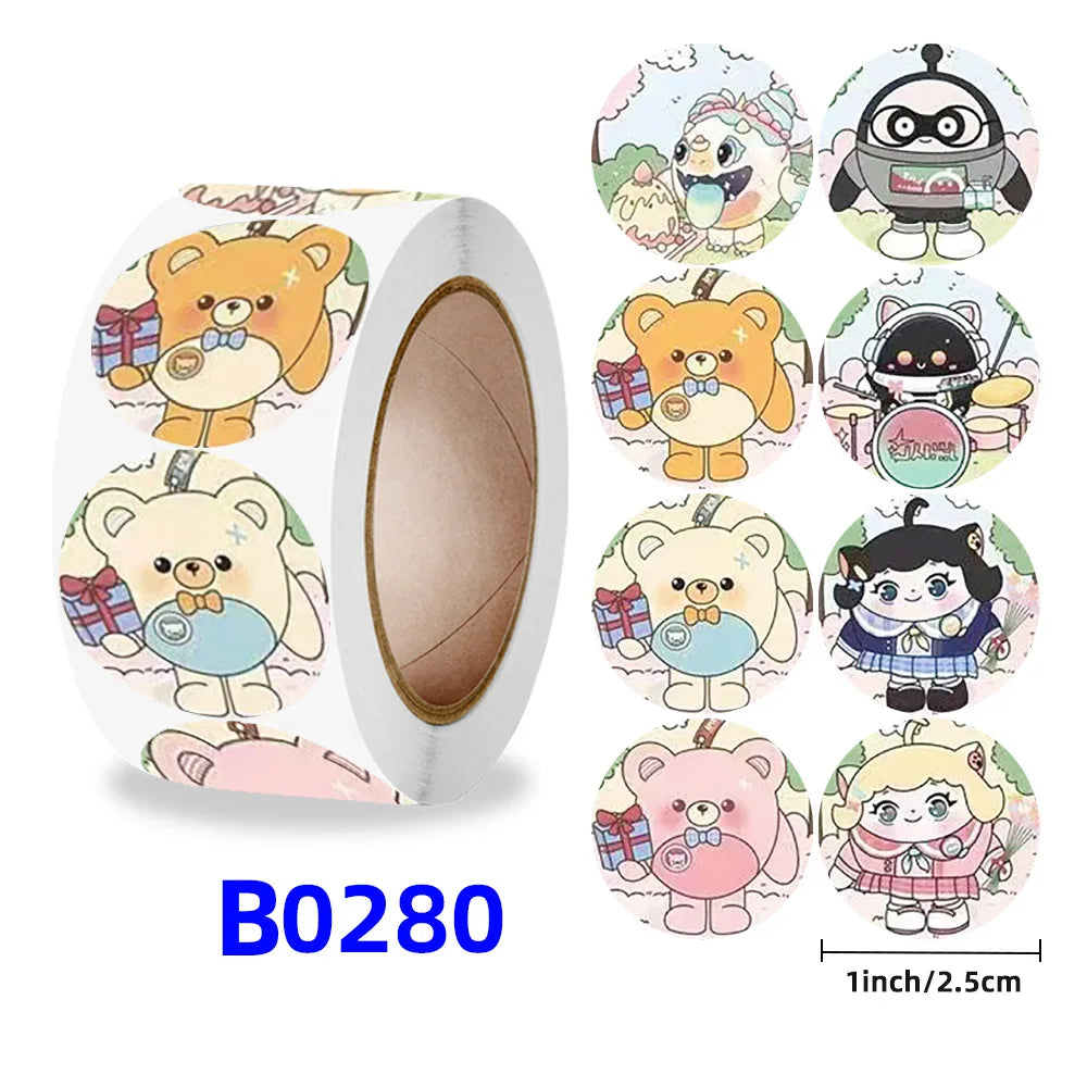 Egg Party Sticker Round Seal sticker 500PCS/ roll Self-adhesive Label Red Bean Roll sticker Wholesale Office Stationery (ONLINE ORDER ONLY)