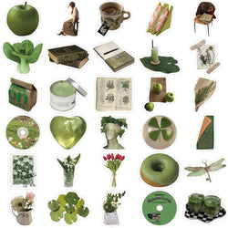 10/30/62PCS Cartoon Plant Ins Style Green Stickers Aesthetic Decals DIY Notebook Skateboard Phone Fridge Guitar Kids Sticker Toy (ONLINE ORDER ONLY)