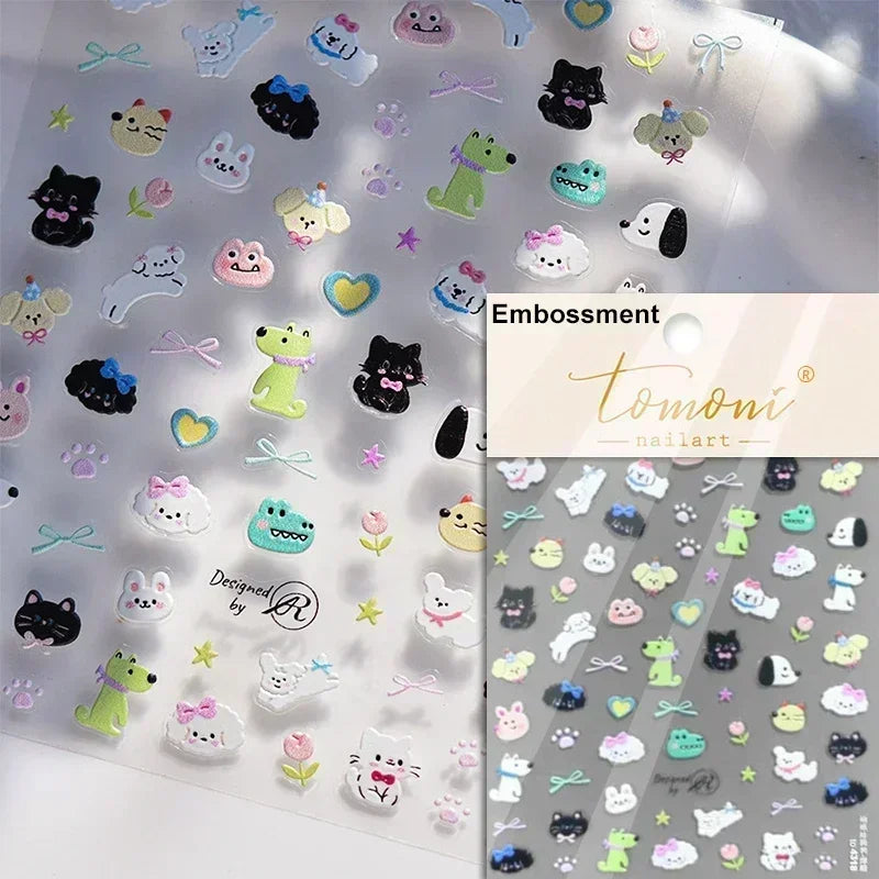 Lovely Dog Puppy Dream Heart Flower Star Pizza Food Sugar Skewers Strawberry Desserts Adhesive Nail Art Stickers Manicure Decals (Online Order Only)
