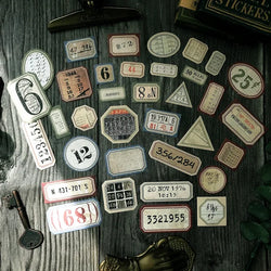 31Pcs Tim Holtz Style Number Junk Journal Label Vintage Stickers Retro DIY Album Planner Scrapbooking Material Craft Stickers (ONLINE ORDER ONLY)