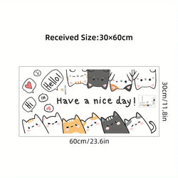 Cute Cartoon Cat Wall Stickers - "Have A Nice Day" Decals for Kids Room & Living Room Decor (ONLINE ORDER ONLY)
