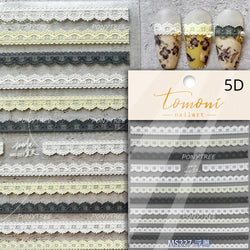 Chic Lavender Tulip Flower Bowknot Totem Center Symmetric Pattern Daisy Line Gird Self Adhesive Nail Art Stickers Manicure Decal (ONLINE ORDER ONLY)