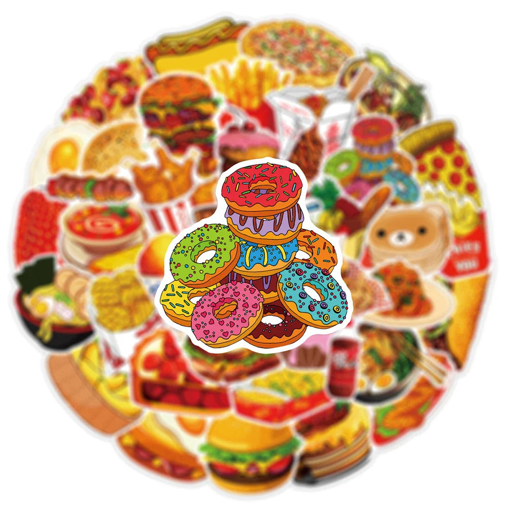 10/30/50pcs Delicious Food and Drink Sticker Packs (Online Order Only)