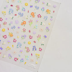 Chic Wild Flower Oil Painting Small Variegated Daisy Peach Blossom Lavender Petal Adhesive Nail Art Stickers Manicure Decals (Online Order Only)