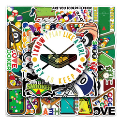 50Pcs Billiards Cartoon Waterproof Vinyl Stickers for Skateboard Snowboard (Online Order Only)
