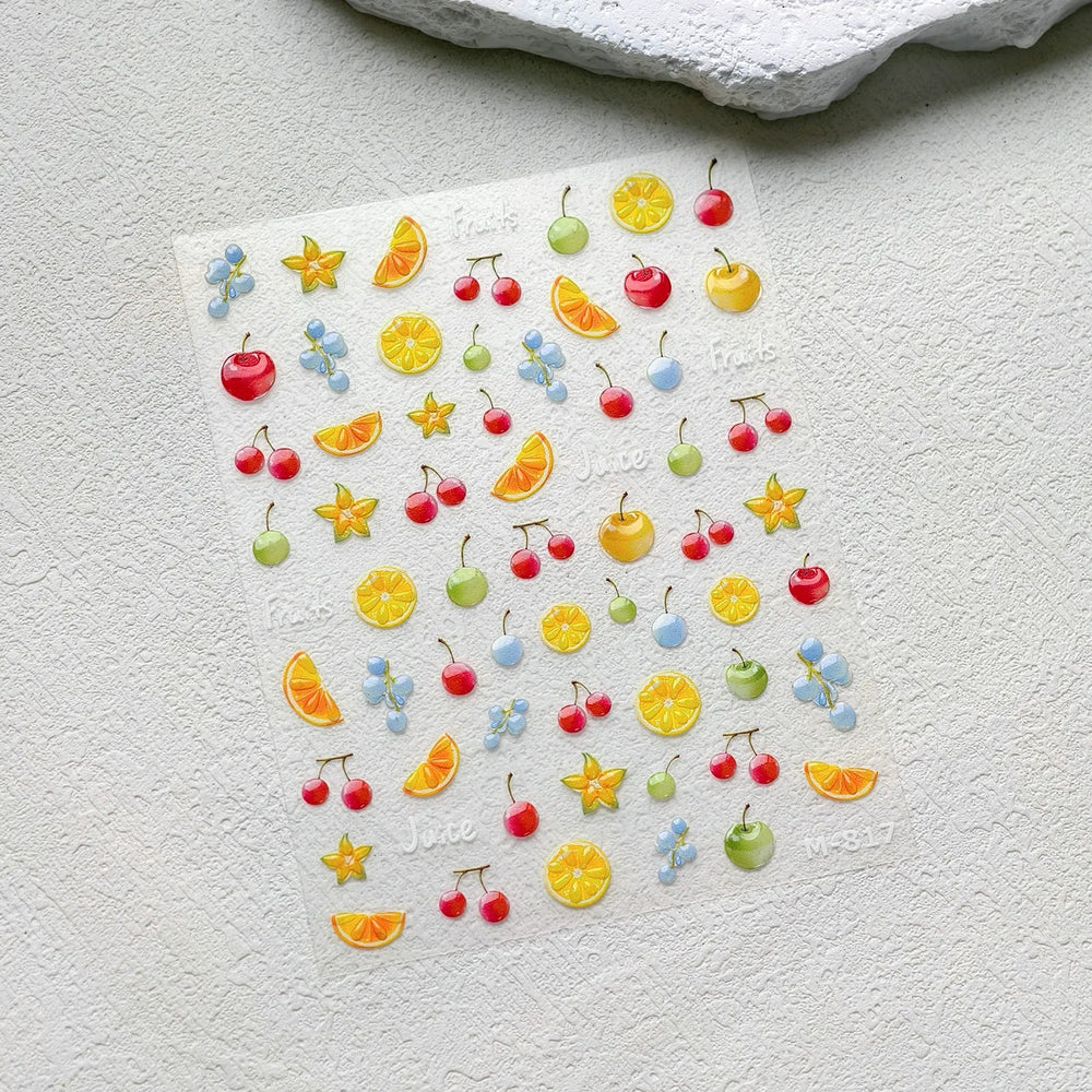 Carambola Grape Honey Peach Cherry Pineapple Pineapple Orange Apple Lemon Bromeliad Fruit Jelly Nail Art Sticker Manicure Decals (ONLINE ORDER ONLY)