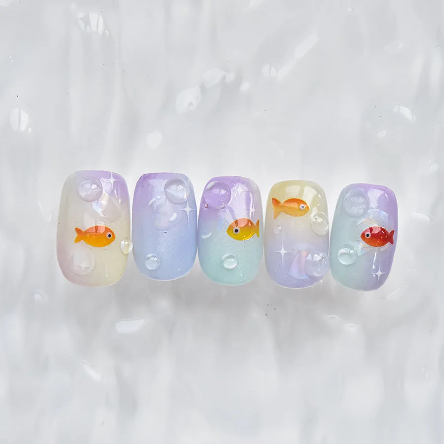 Little Red Fish Jelly Summer Goldfish Carp Ocean Beach Mermaid Sea Shiny Small Koi Soft Relief Nail Art Stickers Manicure Decals (ONLINE ORDER ONLY)