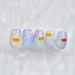Little Red Fish Jelly Summer Goldfish Carp Ocean Beach Mermaid Sea Shiny Small Koi Soft Relief Nail Art Stickers Manicure Decals (ONLINE ORDER ONLY)