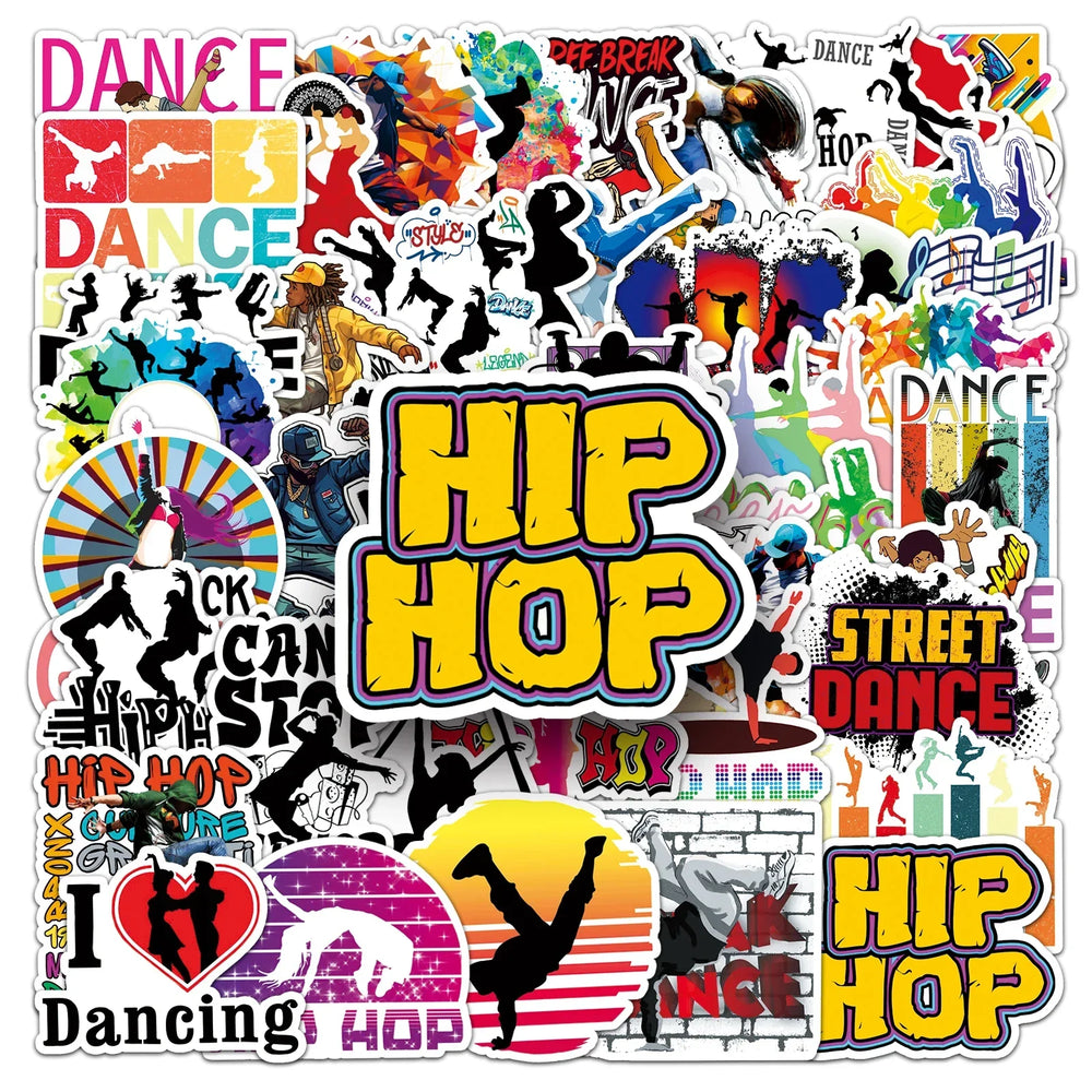 50Pcs Hiphop Cartoon Waterproof Vinyl Stickers for Skateboard Snowboard (Online Order Only)