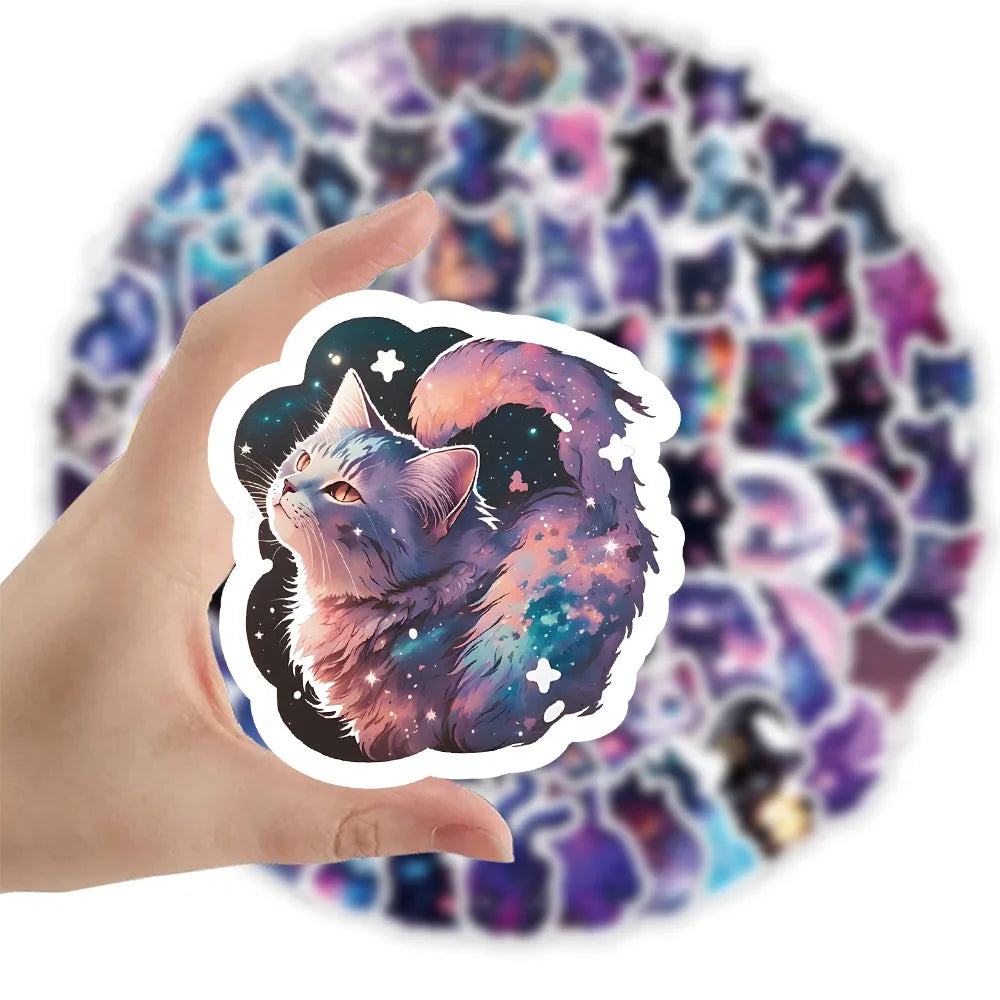 Starry Sky Cat Stickers Cartoon Universe Decals Luggage Laptop Kids Toy (Online Order Only)