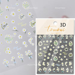 Vivid Honey Bee Ribbon Bowknot Pot Daisy Wreath Flower Shining Tulip Honeycomb Jar Self Adhesive Nail Art Sticker Manicure Decal (ONLINE ORDER ONLY)