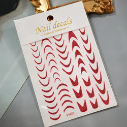 1Pc Red Pink White Heart Bow Nail Art Stickers with Glitter Sequins 5D Self Adhesive Nail Decorations Slider Decals DIY Manicure (ONLINE ORDER ONLY)